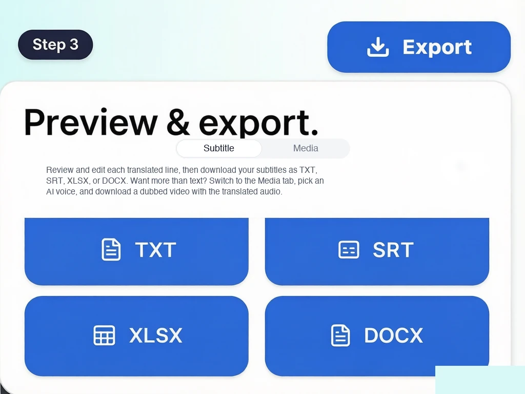 Export Text or a Dubbed Video